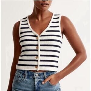 Abercrombie And Fitch Blue White Striped Mara Luxeloft Sweater Vest Sz L